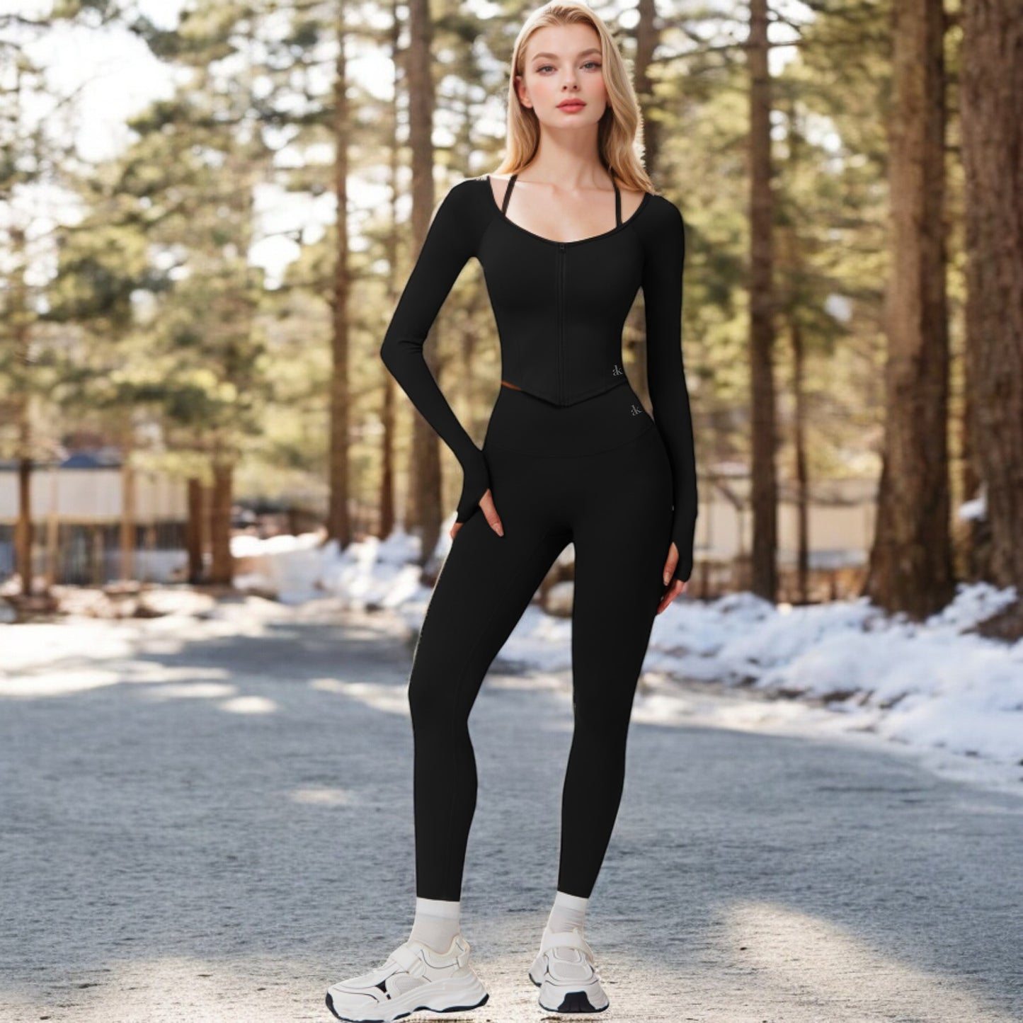 Anna-Kaci Women's Long Sleeve Zip-Up Top with Thumbholes