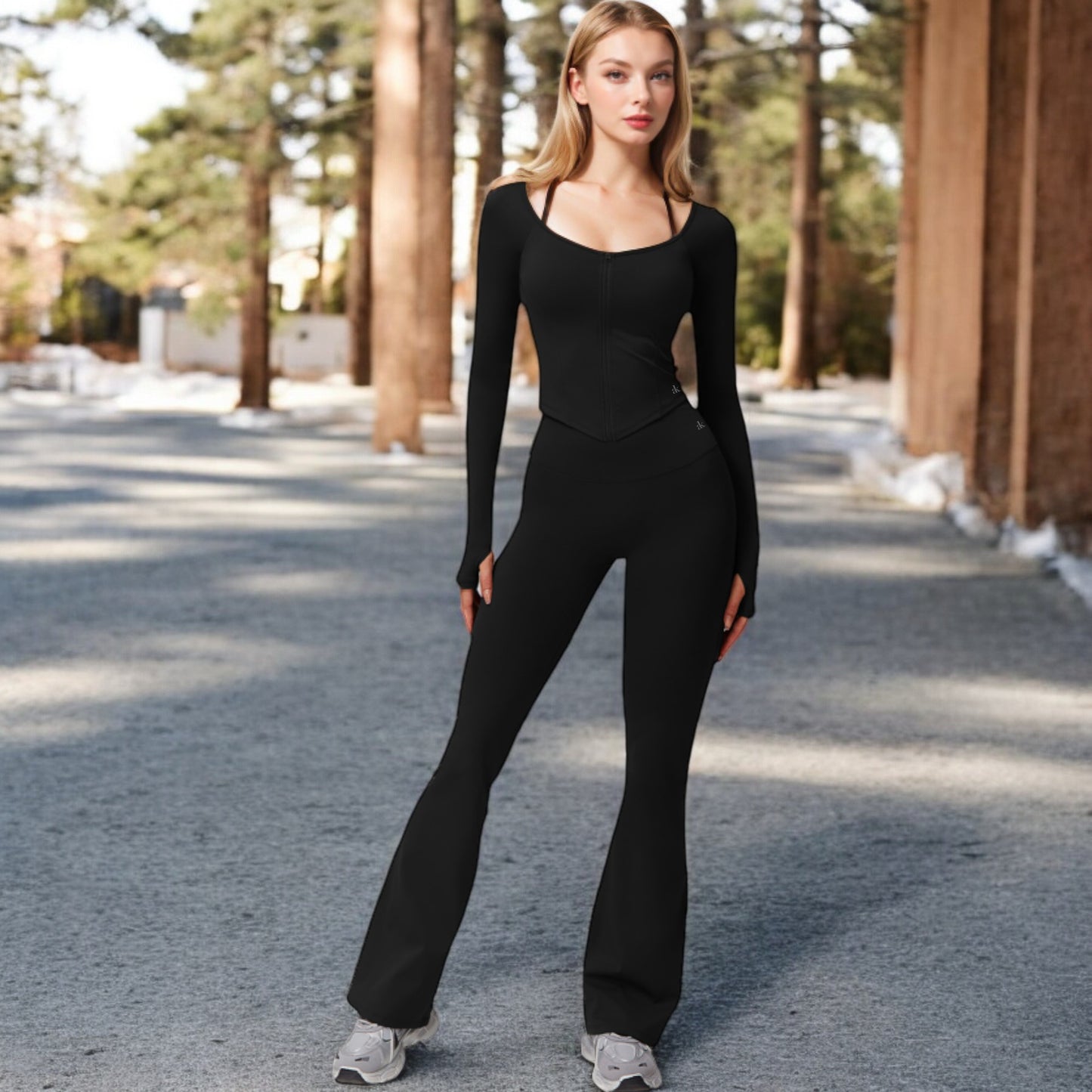 Anna-Kaci Women's Long Sleeve Zip-Up Top with Thumbholes