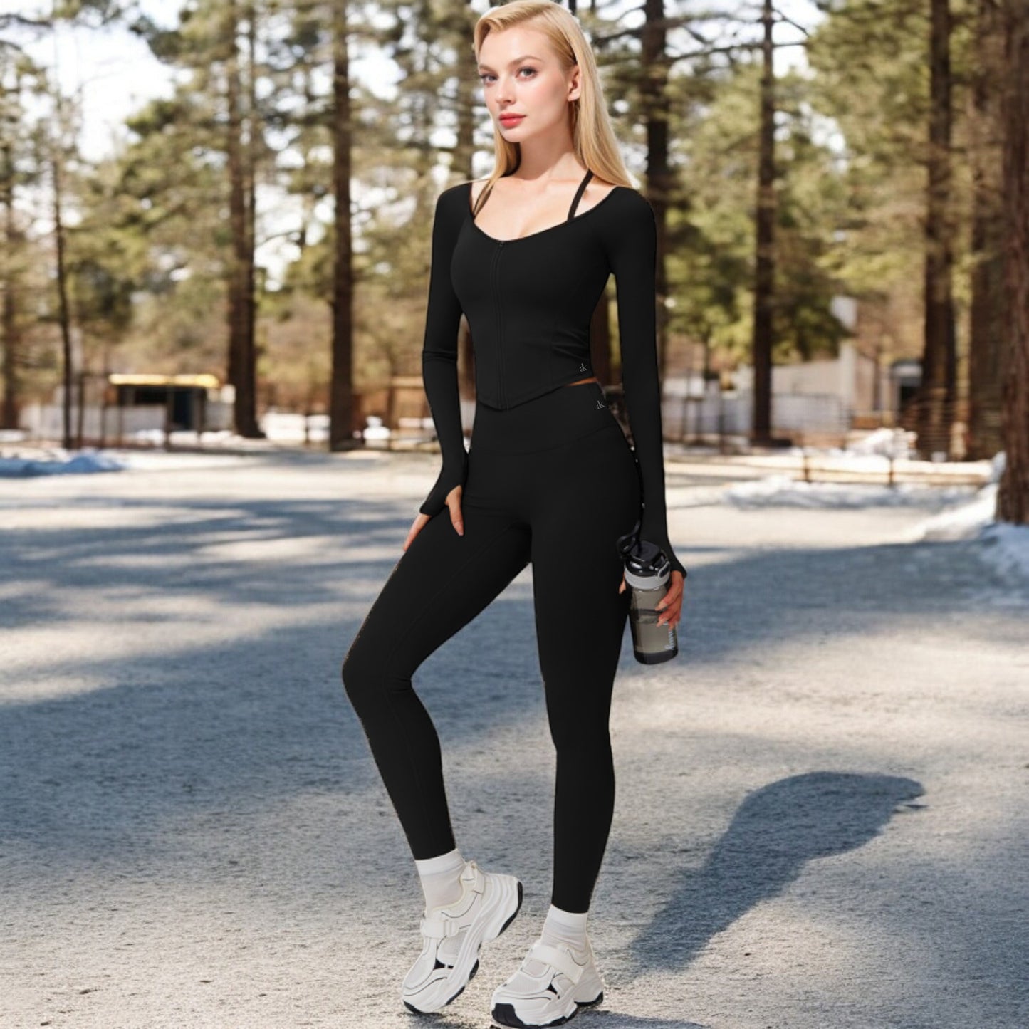 Anna-Kaci Women's Long Sleeve Zip-Up Top with Thumbholes