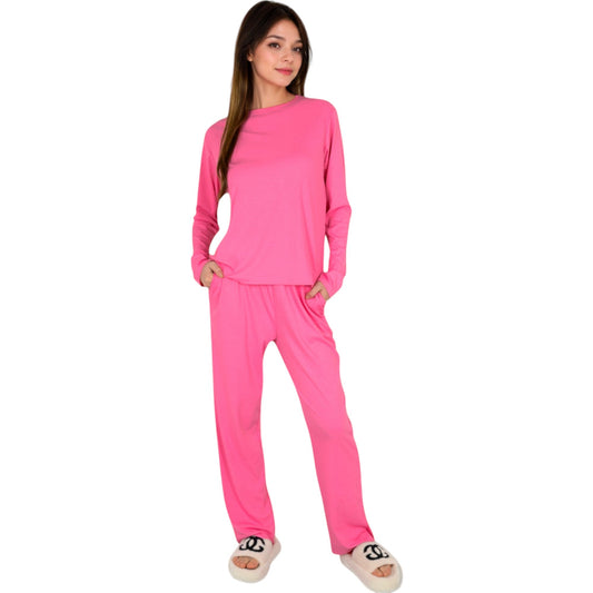 Anna-Kaci Women's Long Sleeve Pajama Set with Relaxed Fit and Soft Fabric