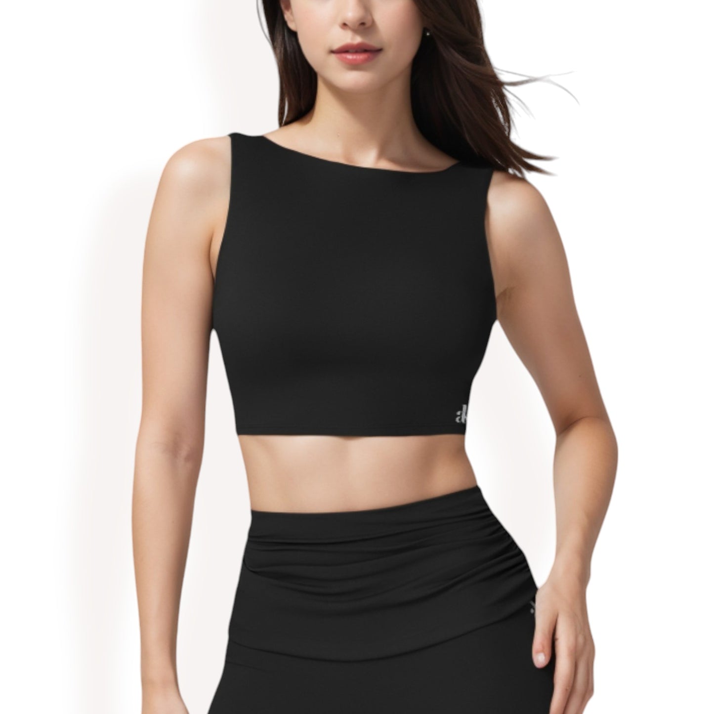 Anna-Kaci Women's Sleeveless Crop Top with High Neckline