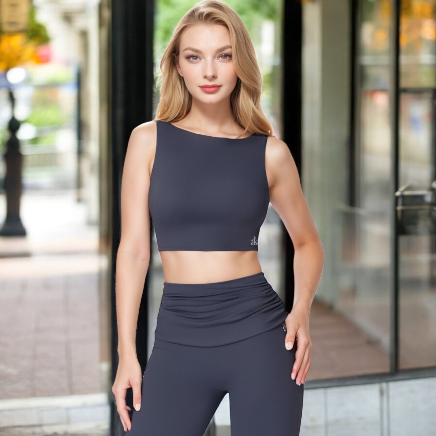 Anna-Kaci Women's Sleeveless Crop Top with High Neckline