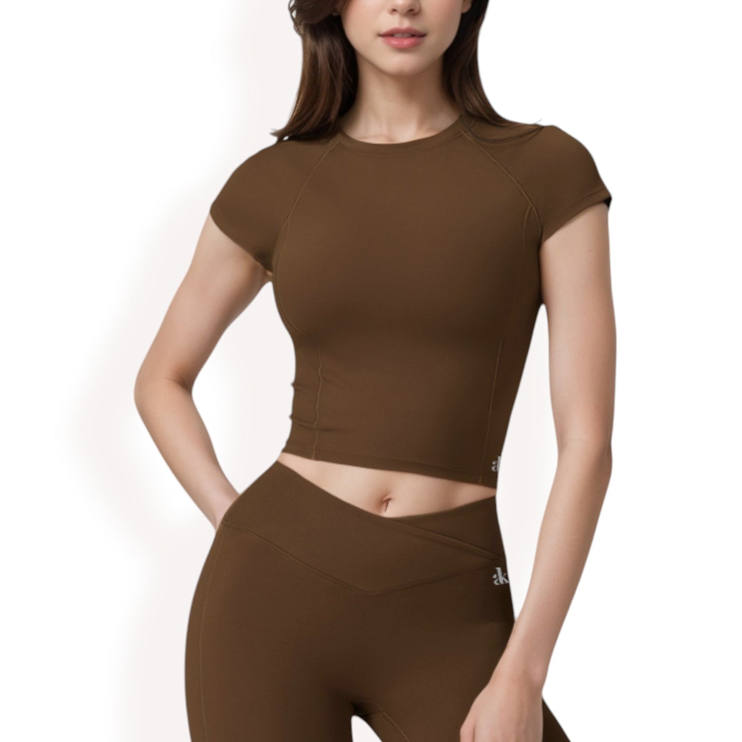 Anna-Kaci Women's Short Sleeve Cropped Activewear Top with Fitted Silhouette