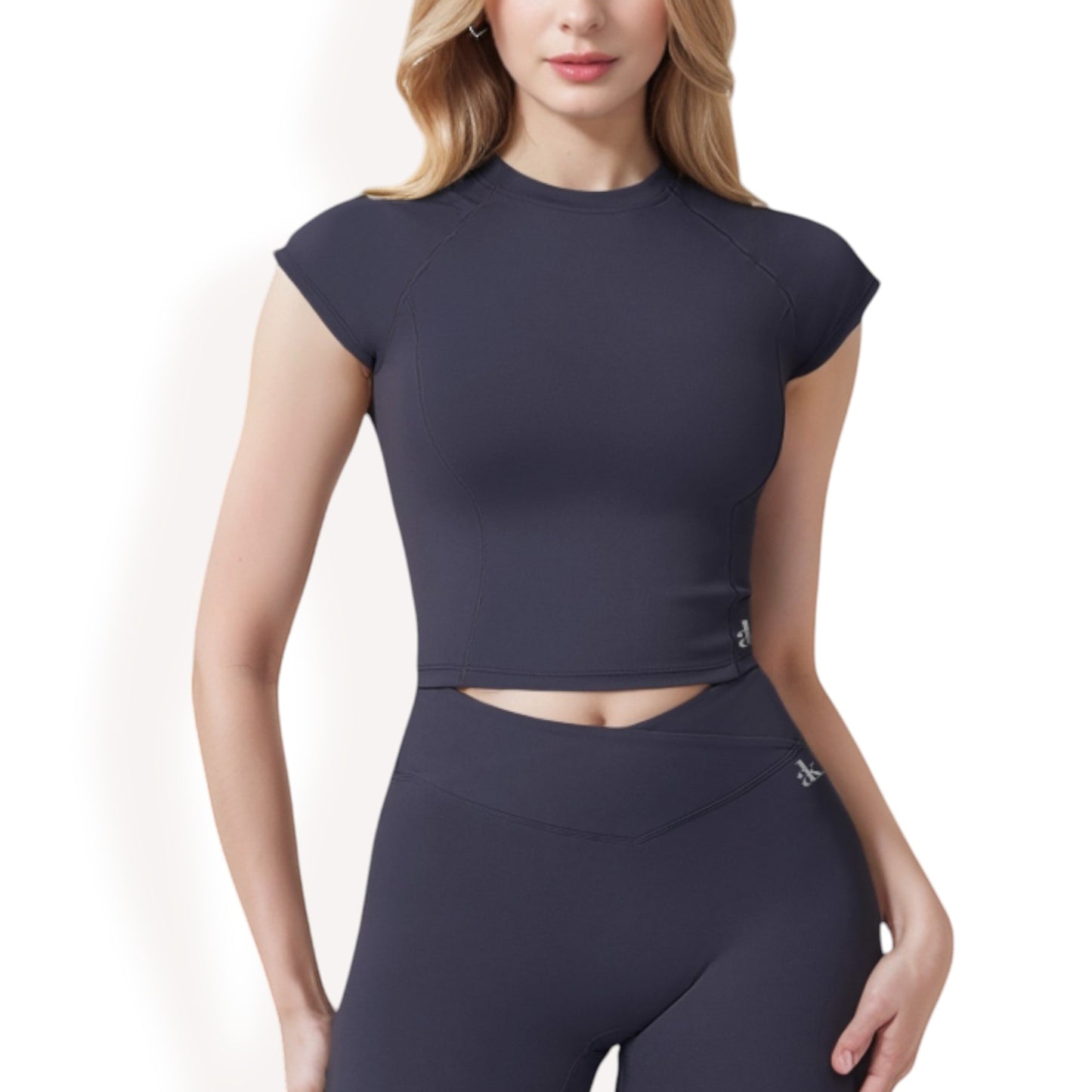 Anna-Kaci Women's Short Sleeve Cropped Activewear Top with Fitted Silhouette