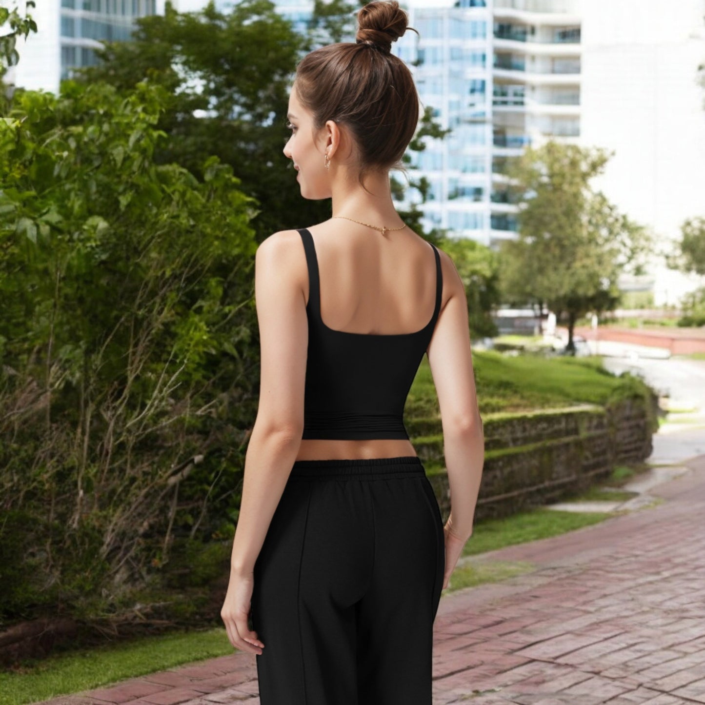 Anna-Kaci Women's Square Neck Sleeveless Tank Top with Stretch Fit