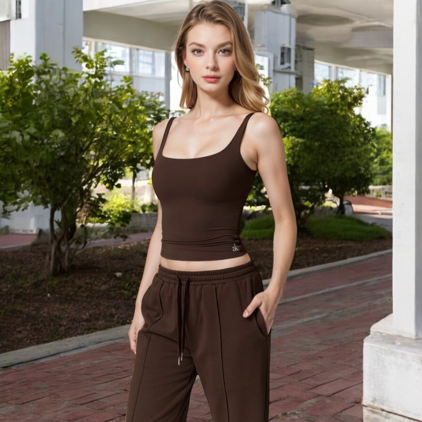 Anna-Kaci Women's Square Neck Sleeveless Tank Top with Stretch Fit