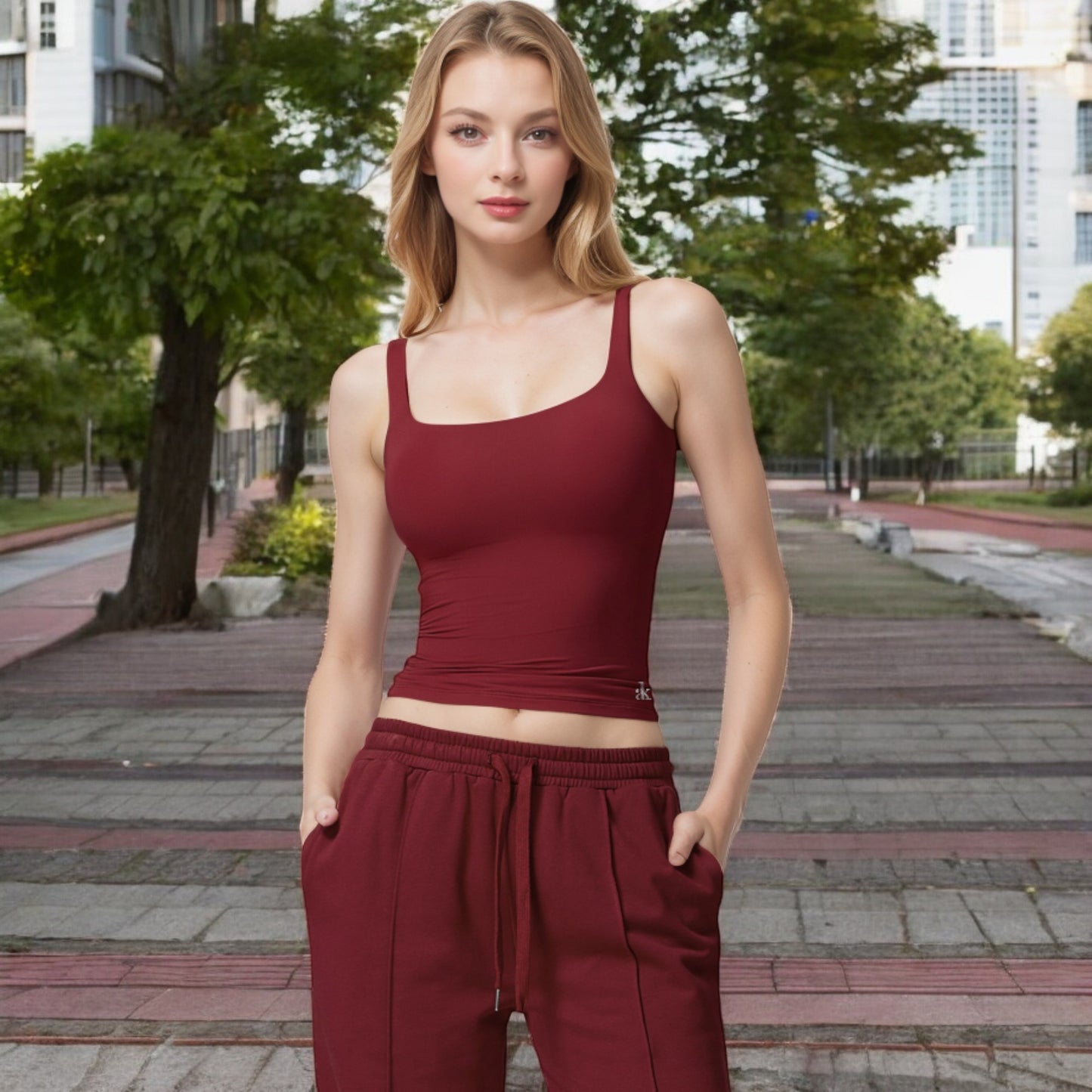 Anna-Kaci Women's Square Neck Sleeveless Tank Top with Stretch Fit