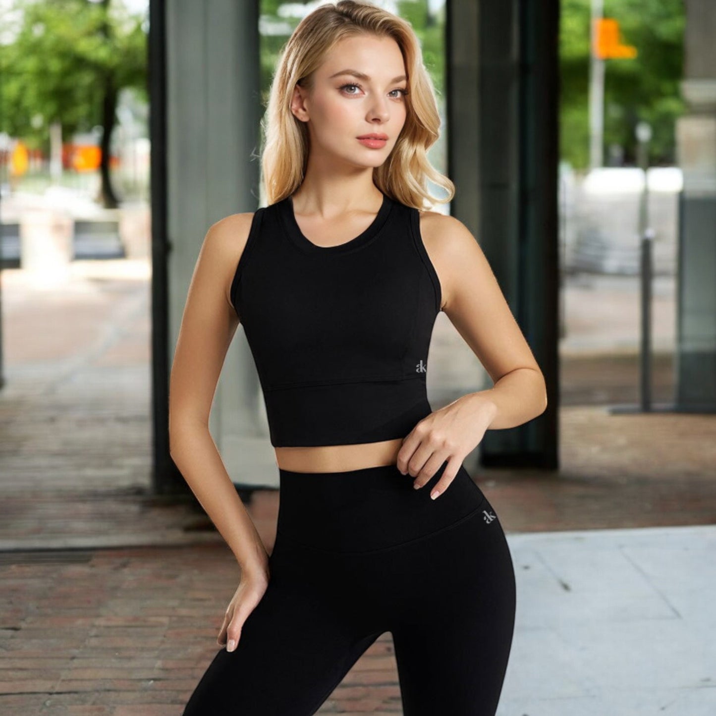 Anna-Kaci Women's Sleeveless Cropped Sports Top with Crew Neck