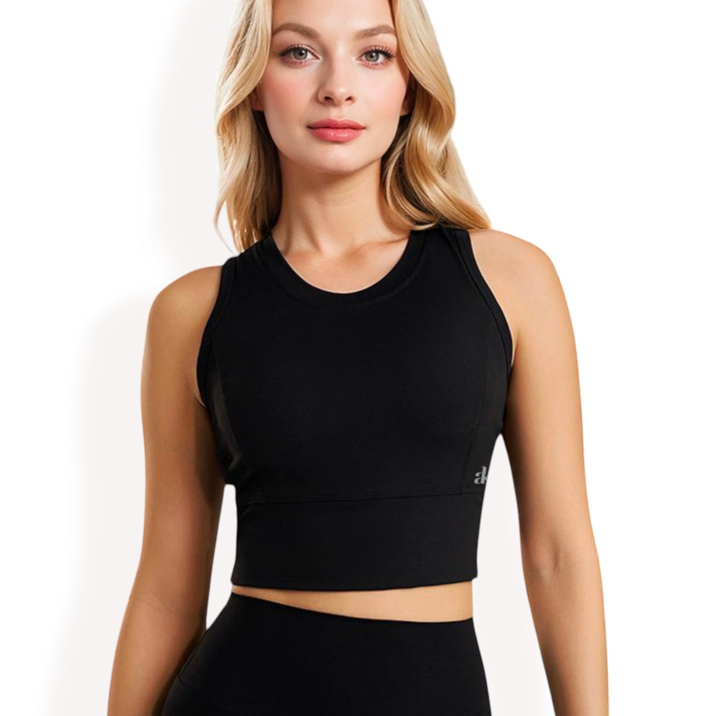 Anna-Kaci Women's Sleeveless Cropped Sports Top with Crew Neck