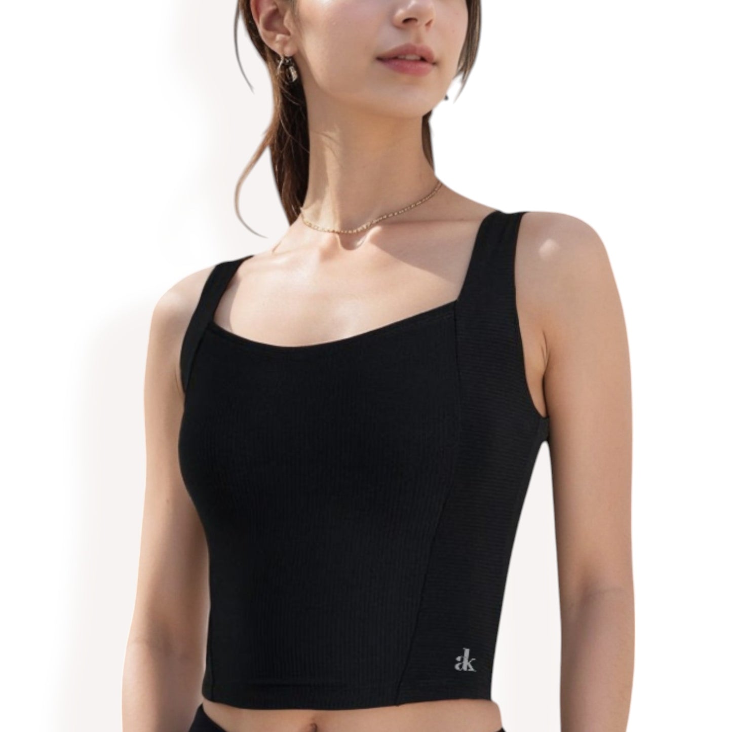 Anna-Kaci Women's Ribbed Square Neck Cropped Tank Top