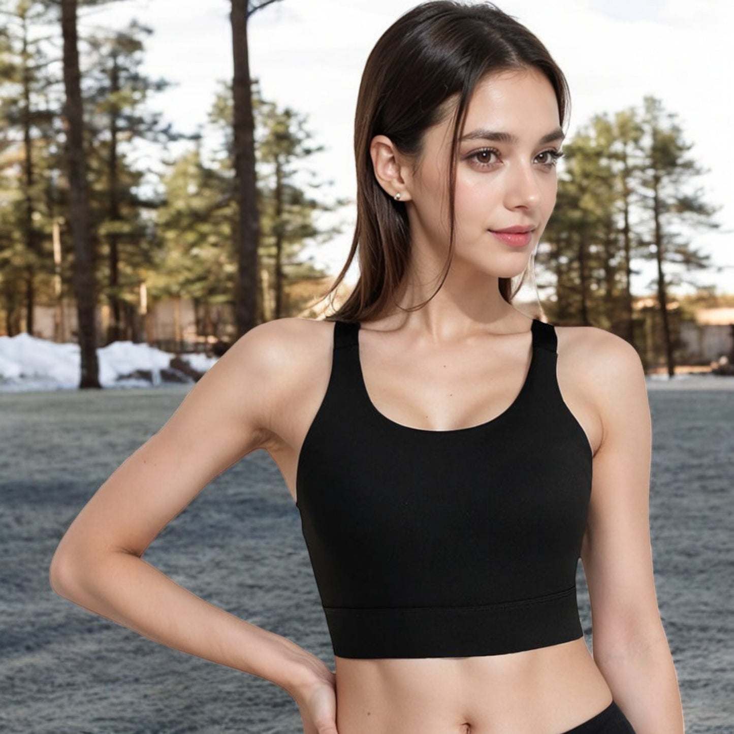 Anna-Kaci Women's Racerback Sports Bra with Supportive Stretch Fabric