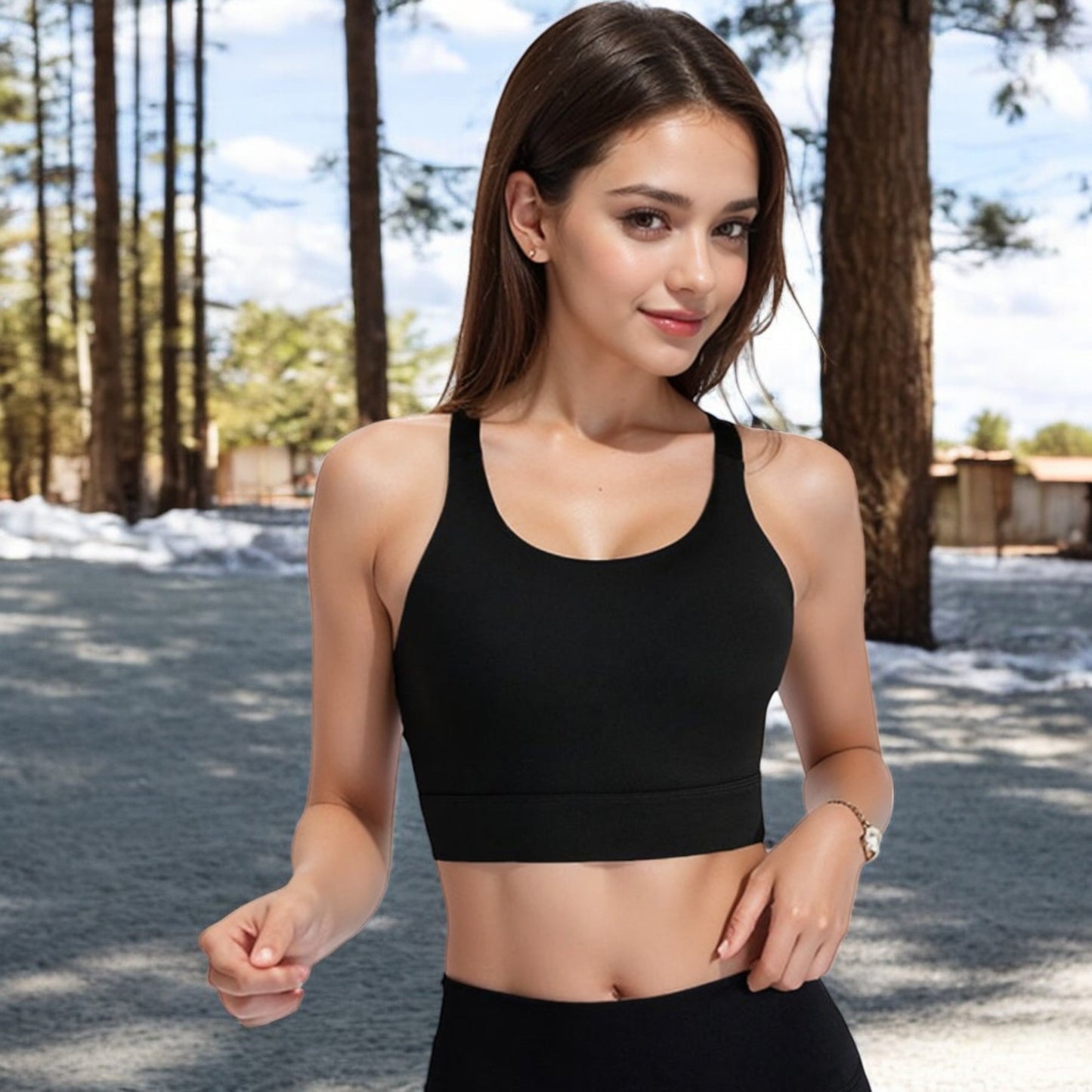 Anna-Kaci Women's Racerback Sports Bra with Supportive Stretch Fabric