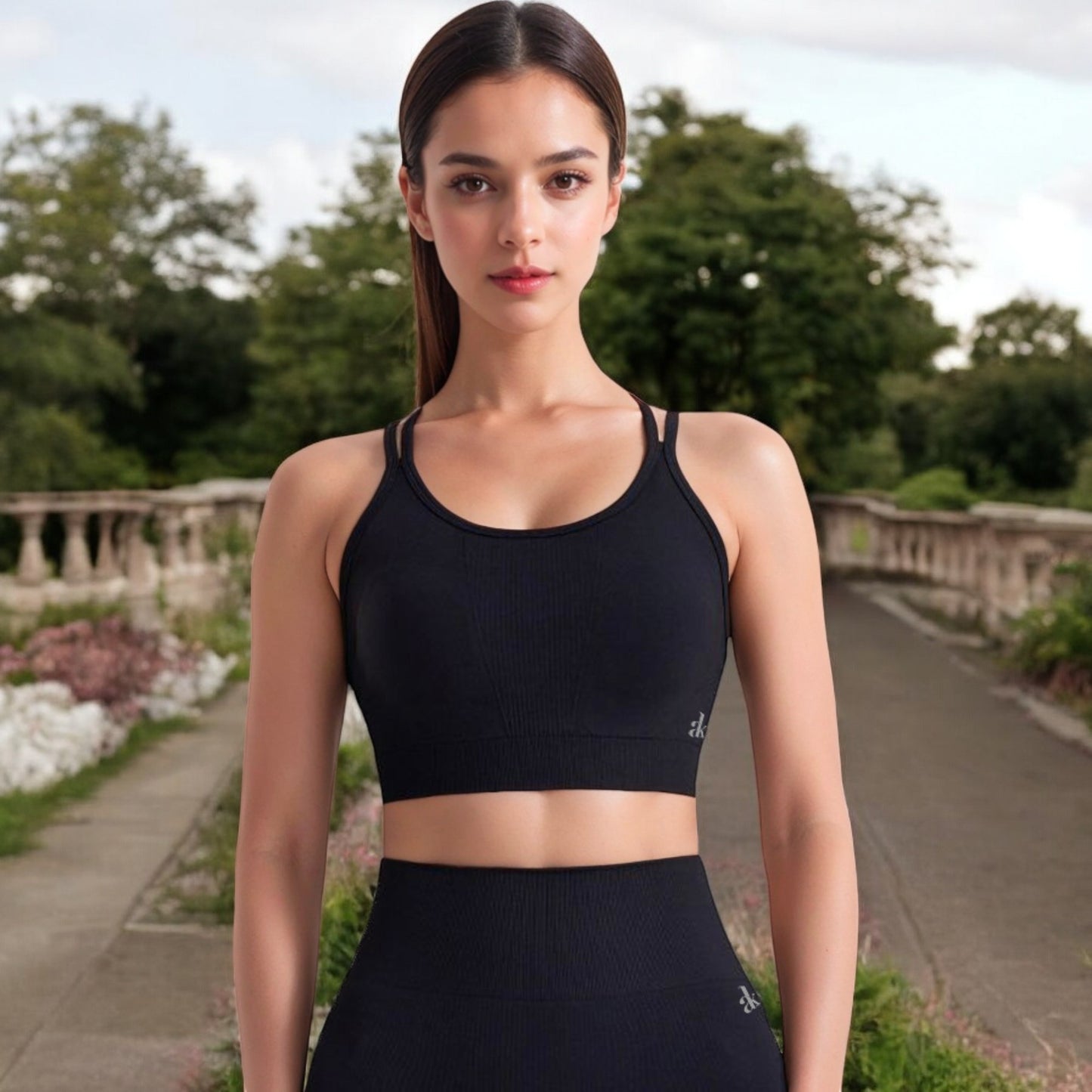 Anna-Kaci Women's Ribbed Seamless Sports Bra with Crisscross Back