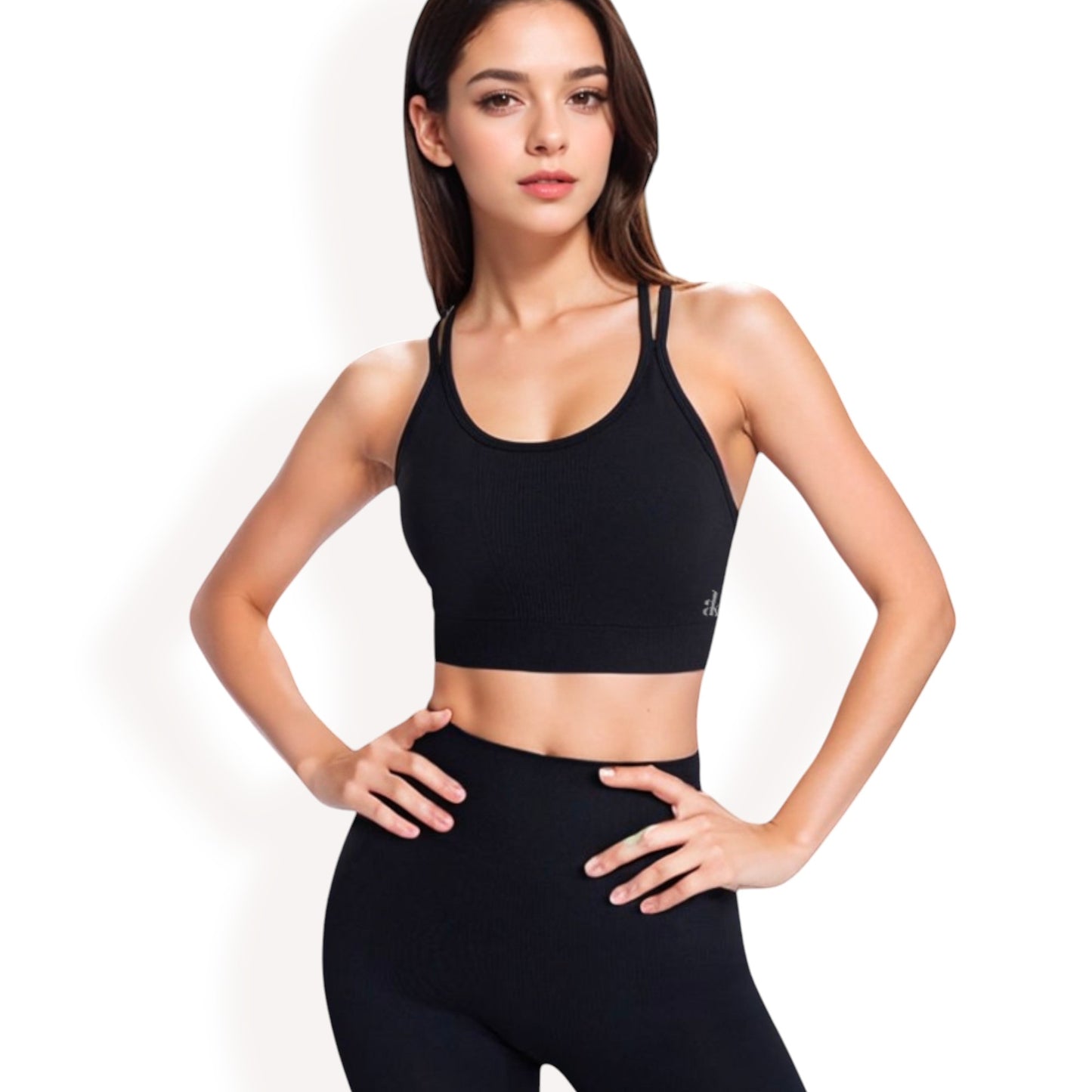 Anna-Kaci Women's Ribbed Seamless Sports Bra with Crisscross Back