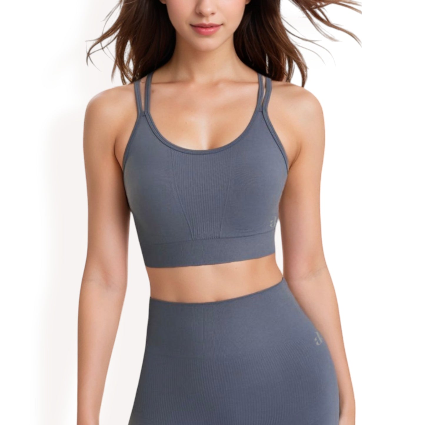 Anna-Kaci Women's Ribbed Seamless Sports Bra with Crisscross Back