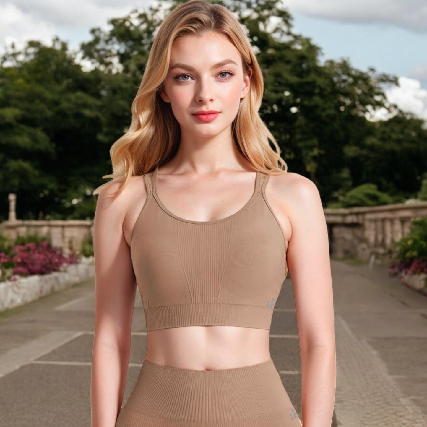 Anna-Kaci Women's Ribbed Seamless Sports Bra with Crisscross Back