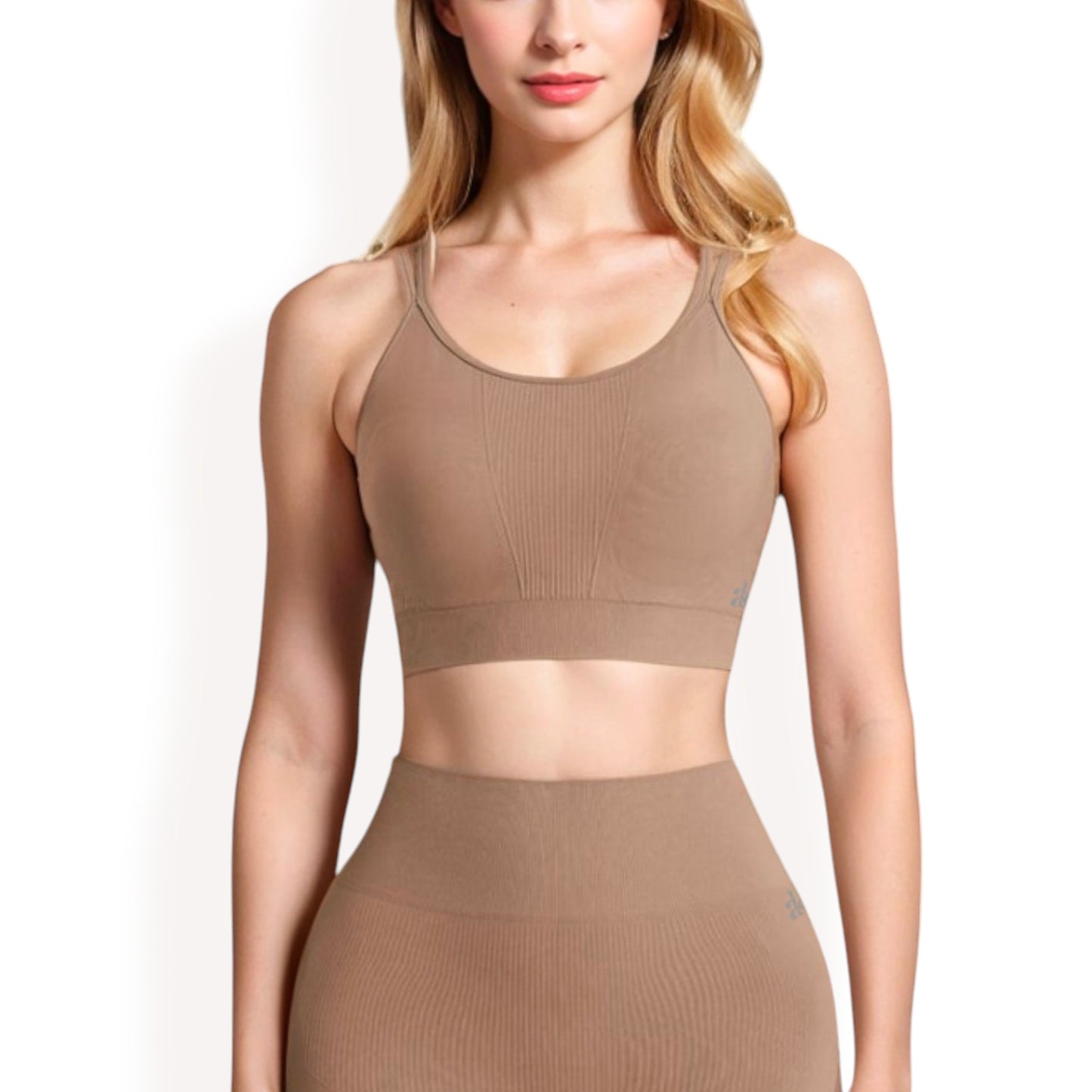 Anna-Kaci Women's Ribbed Seamless Sports Bra with Crisscross Back