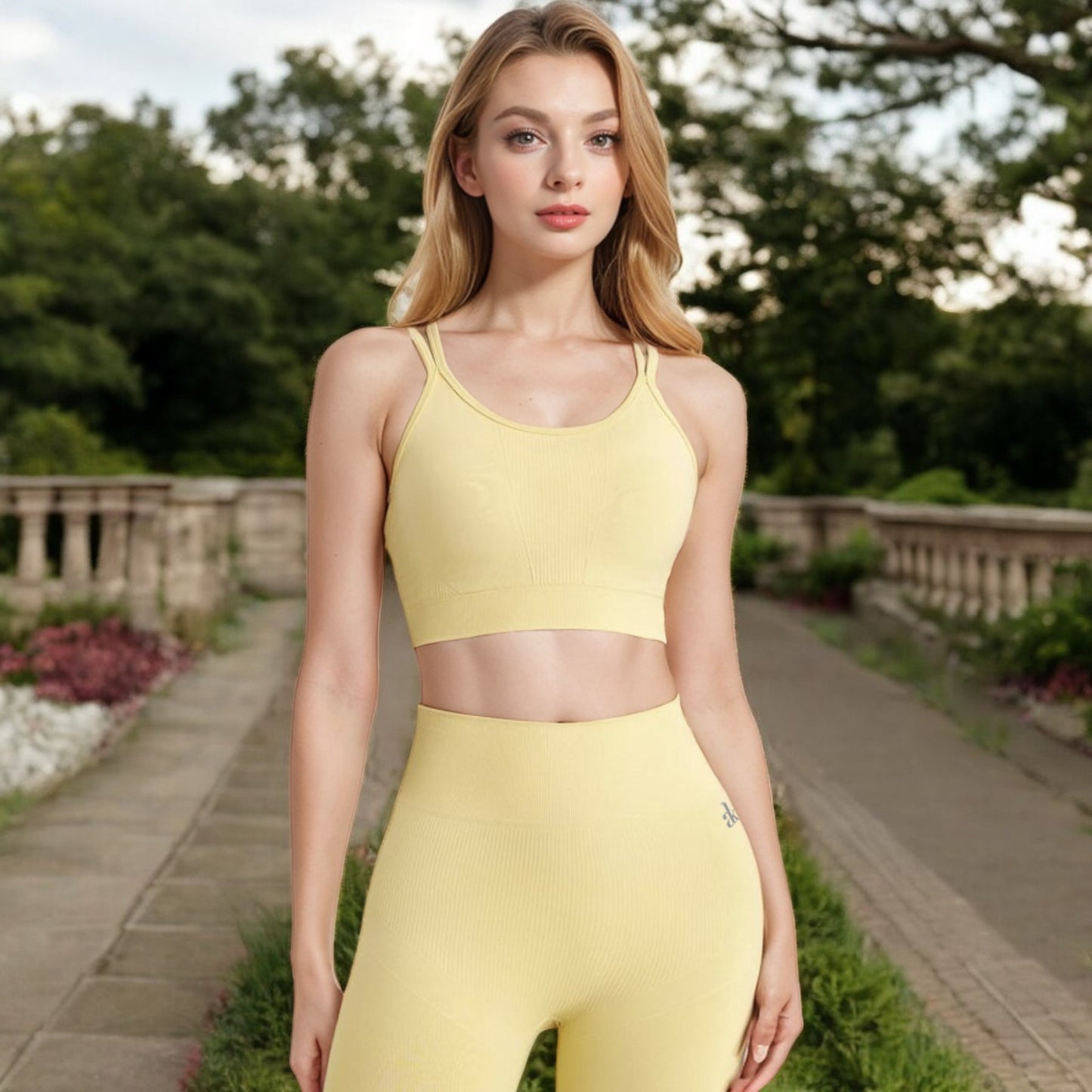 Anna-Kaci Women's Ribbed Seamless Sports Bra with Crisscross Back