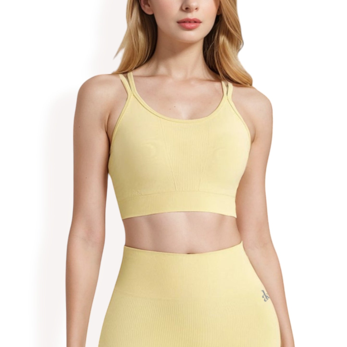 Anna-Kaci Women's Ribbed Seamless Sports Bra with Crisscross Back