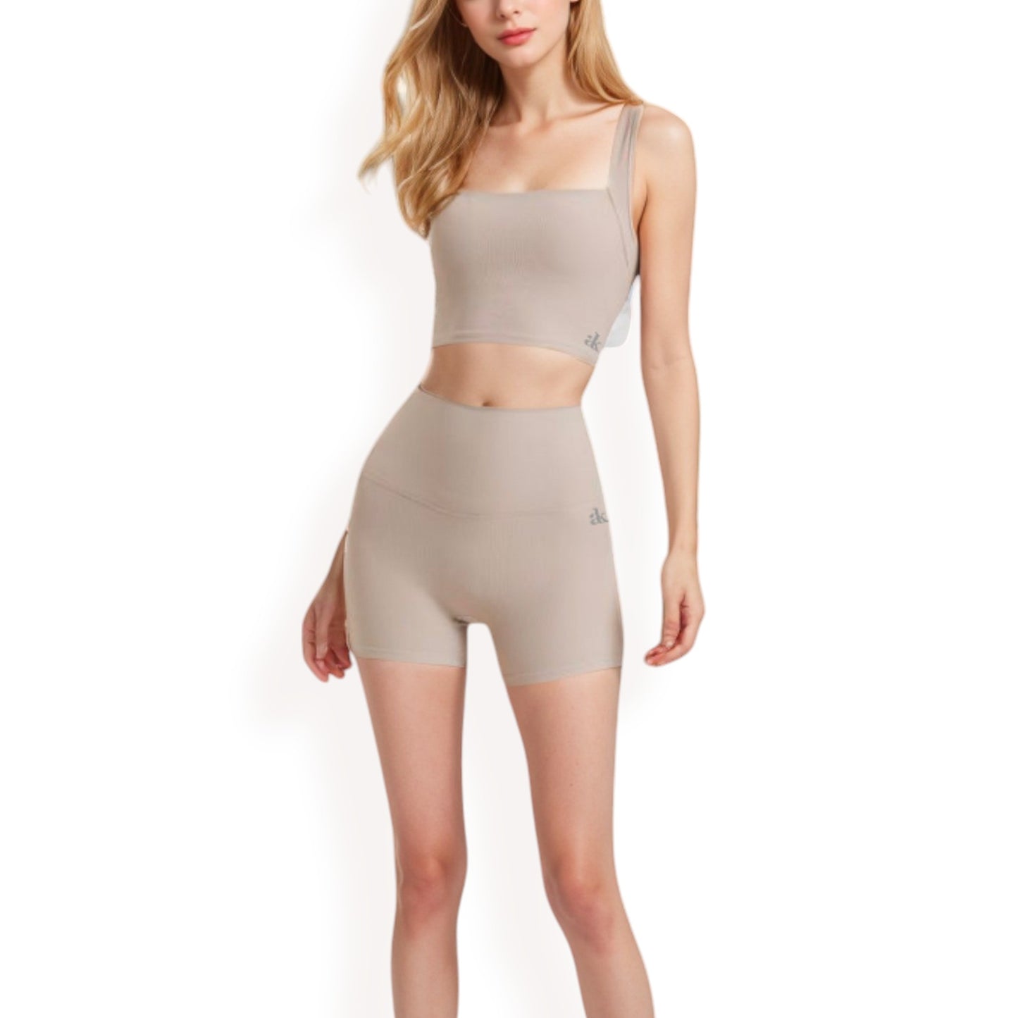 Anna-Kaci Women's High-Waisted Ribbed Shorts with Crisscross Back Detail