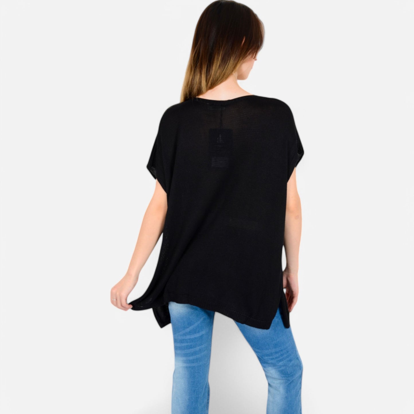 Anna-Kaci Women's V-Neck Knit Top with Short Sleeves and Relaxed Fit