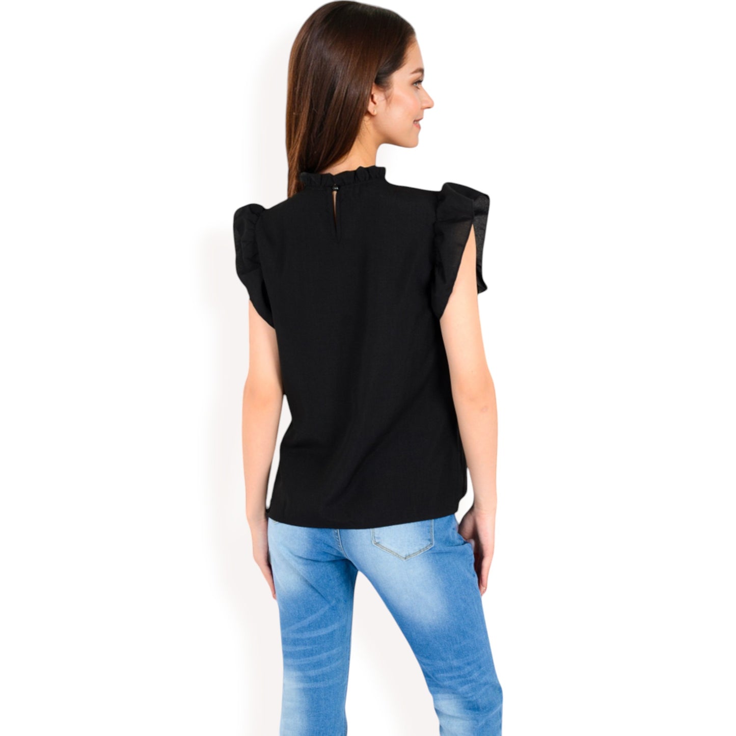 Anna-Kaci Women's Ruffled Sleeve Pleated Front Knit Top