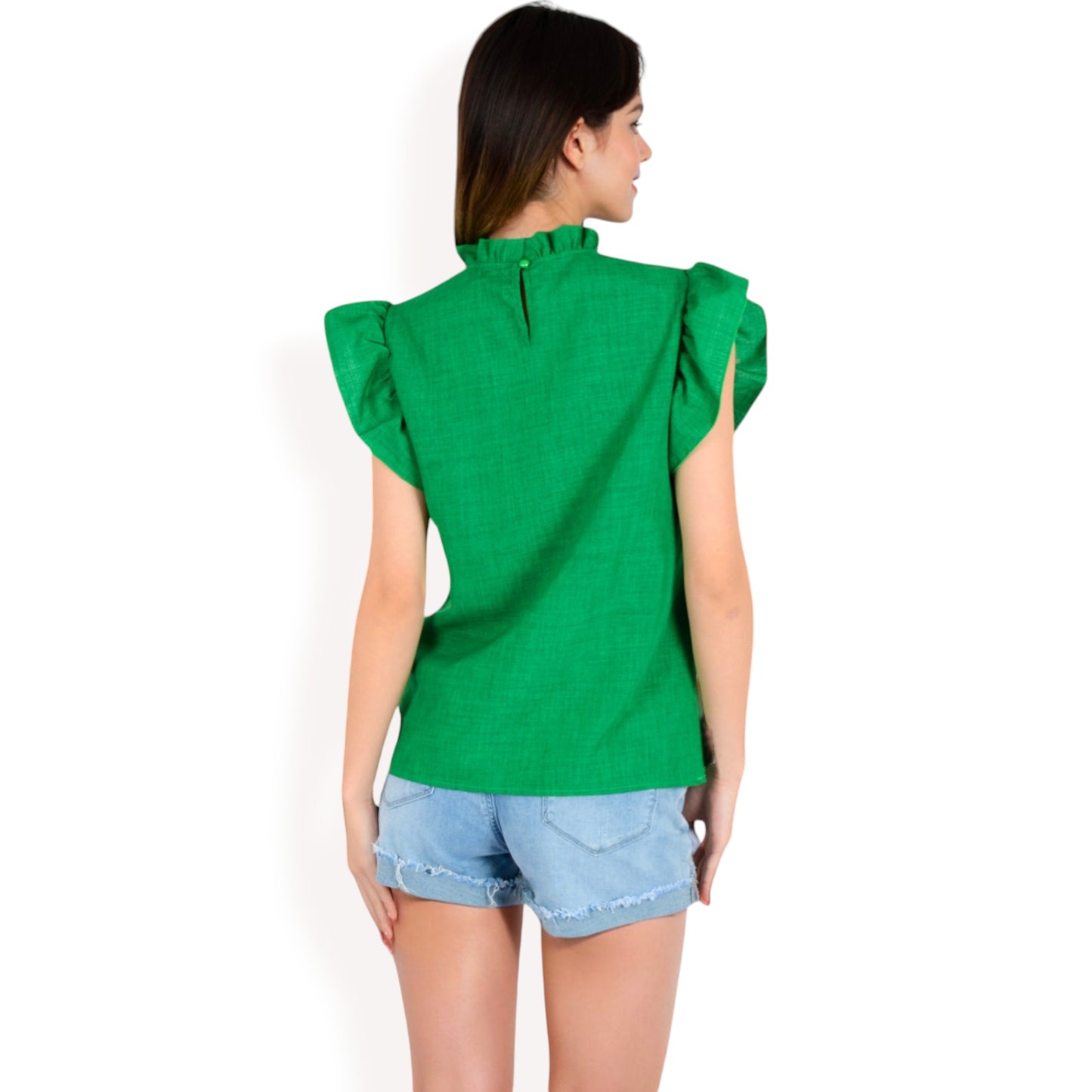 Anna-Kaci Women's Ruffled Sleeve Pleated Front Knit Top