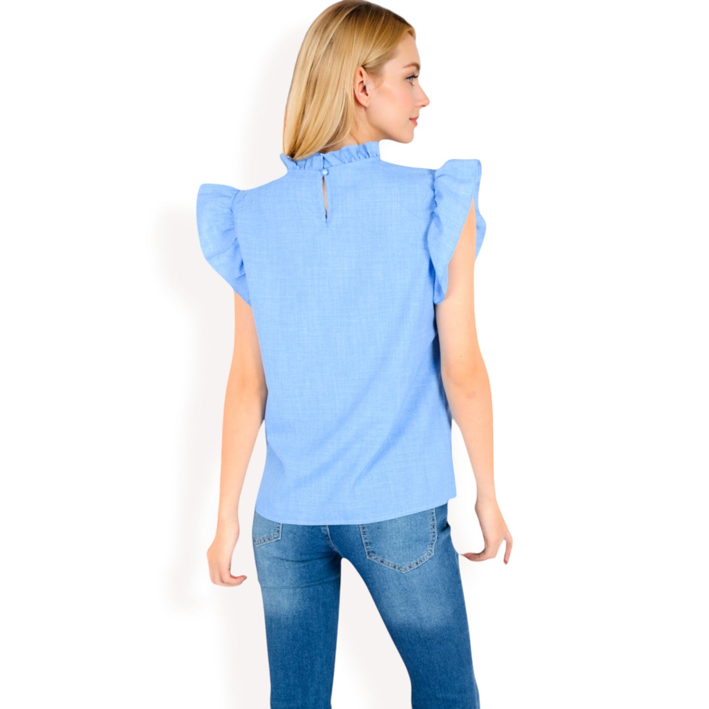 Anna-Kaci Women's Ruffled Sleeve Pleated Front Knit Top