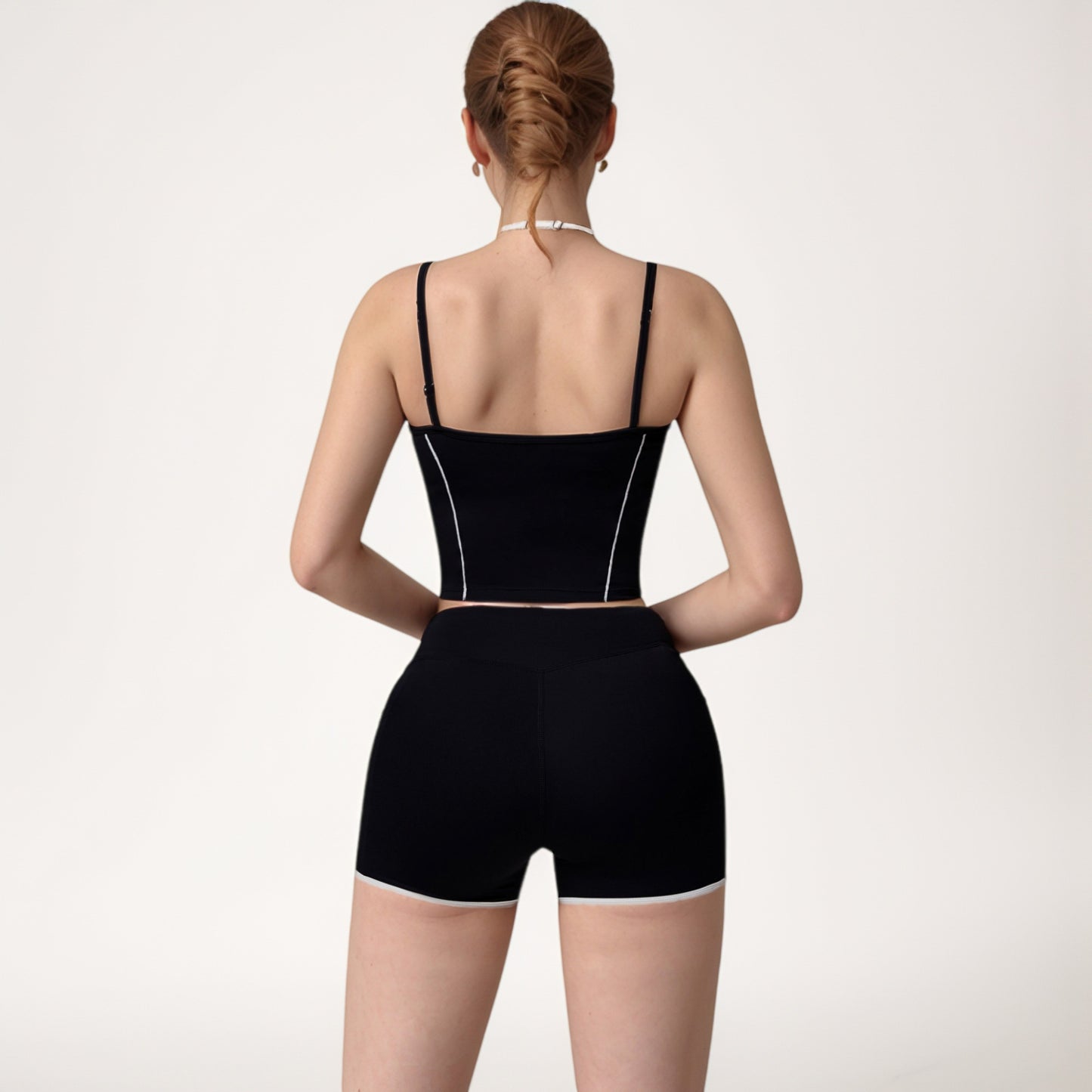 Anna-Kaci Active Women's Contrast Trim Cropped Tank Top with Square Neck and Spaghetti Straps