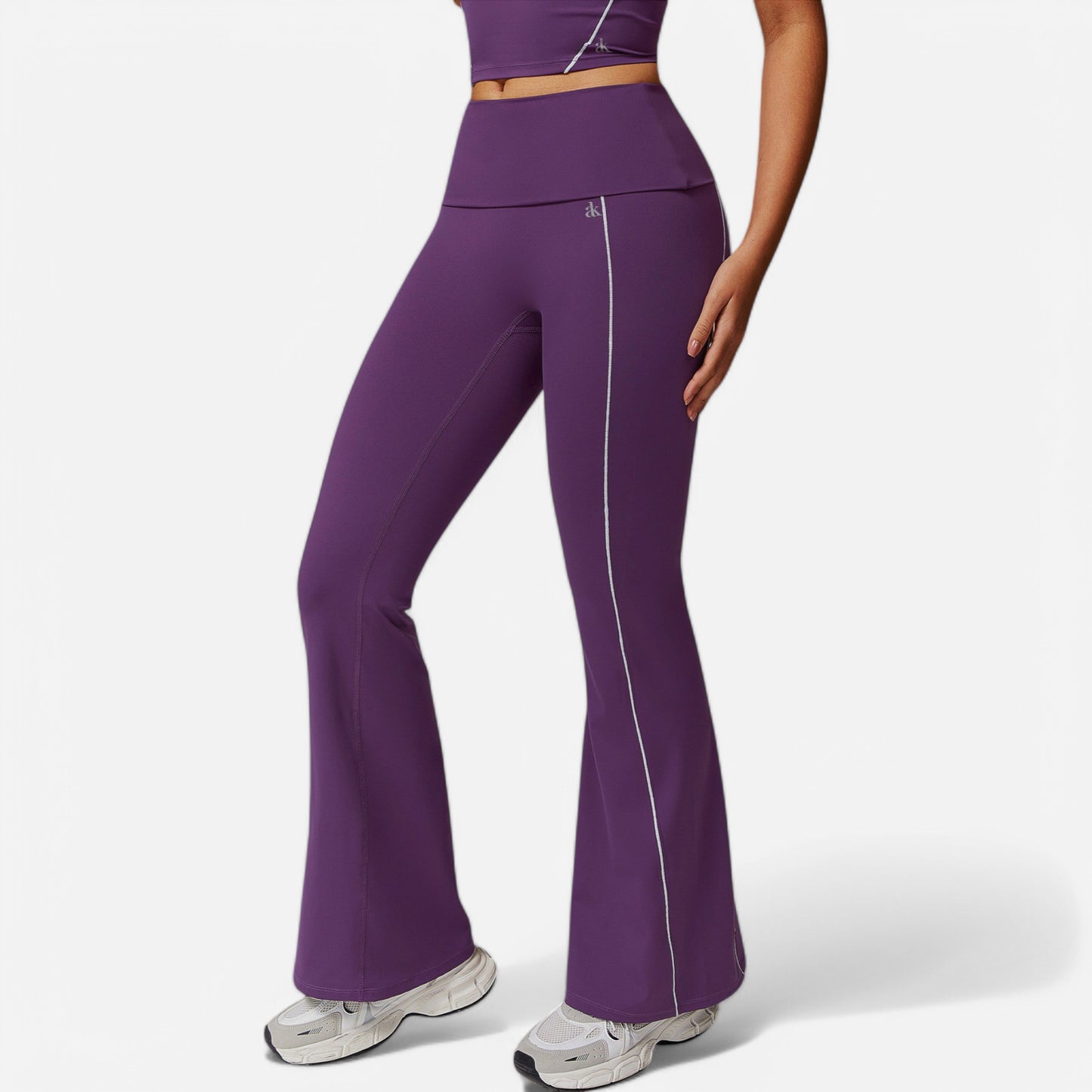Anna-Kaci Active Women's High Waist Flared Leggings with Contrast Seam Detail and Stretch Fabric