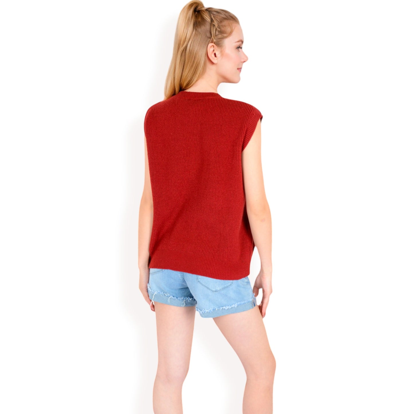 Anna-Kaci Women's Sleeveless Knit Cardigan Vest with Button Front and Pocket Detail