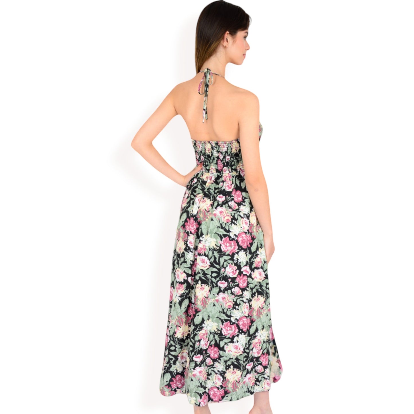 Anna-Kaci Women's Floral Print Spaghetti Strap Maxi Dress with Flowy Silhouette