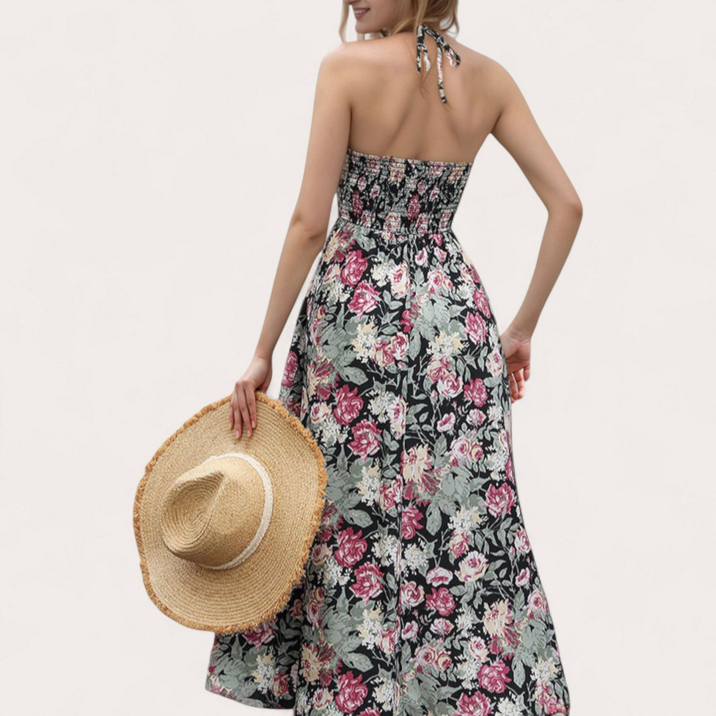 Anna-Kaci Women's Sleeveless Floral Print Maxi Dress with Adjustable Spaghetti Straps and V-Neckline
