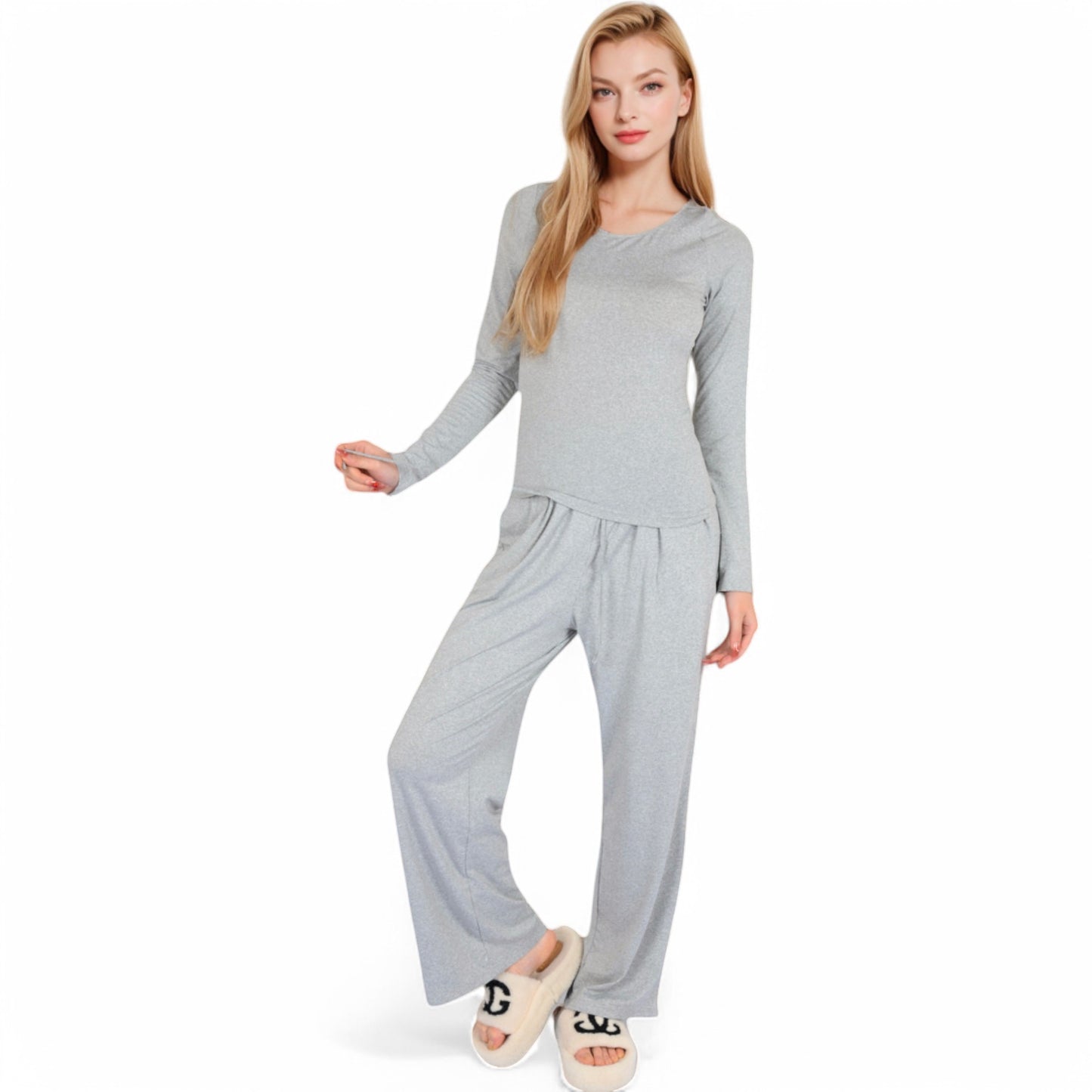 Anna-Kaci Women's Wide-Leg Lounge Set with Elastic Waist and Drawstring Closure- Black,Small