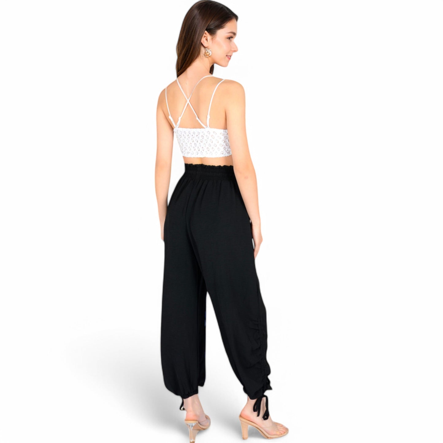 Anna-Kaci Women's Relaxed Fit Drawstring Hem Pants with Elastic Waist