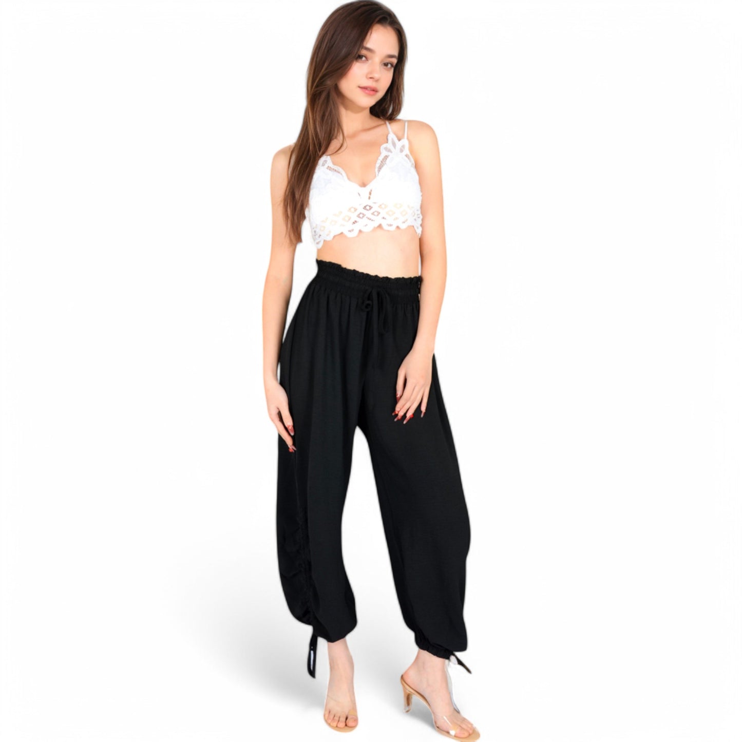 Anna-Kaci Women's Relaxed Fit Drawstring Hem Pants with Elastic Waist