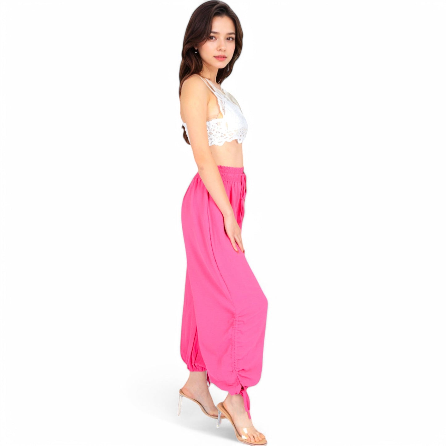 Anna-Kaci Women's Relaxed Fit Drawstring Hem Pants with Elastic Waist