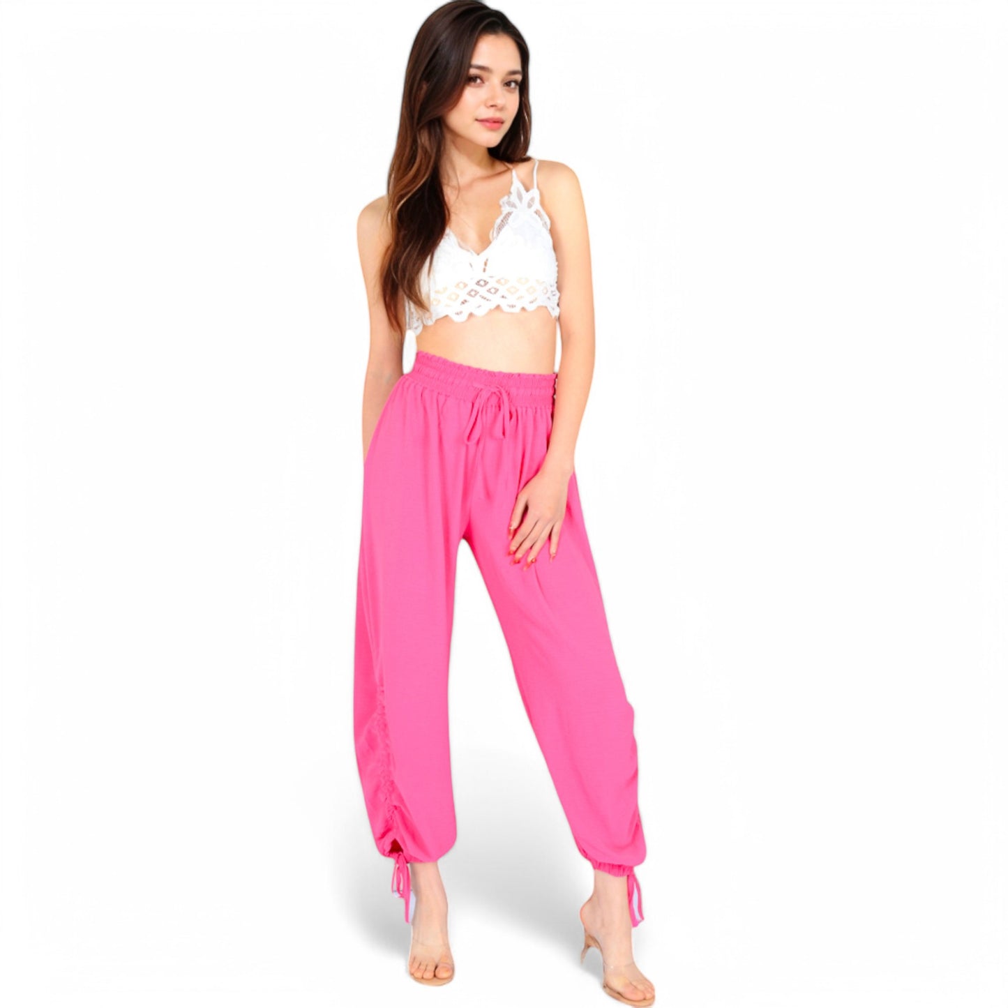 Anna-Kaci Women's Relaxed Fit Drawstring Hem Pants with Elastic Waist