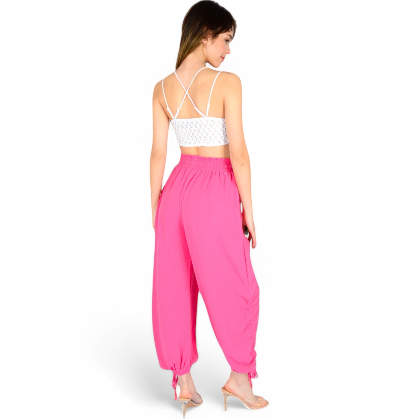 Anna-Kaci Women's Relaxed Fit Drawstring Hem Pants with Elastic Waist