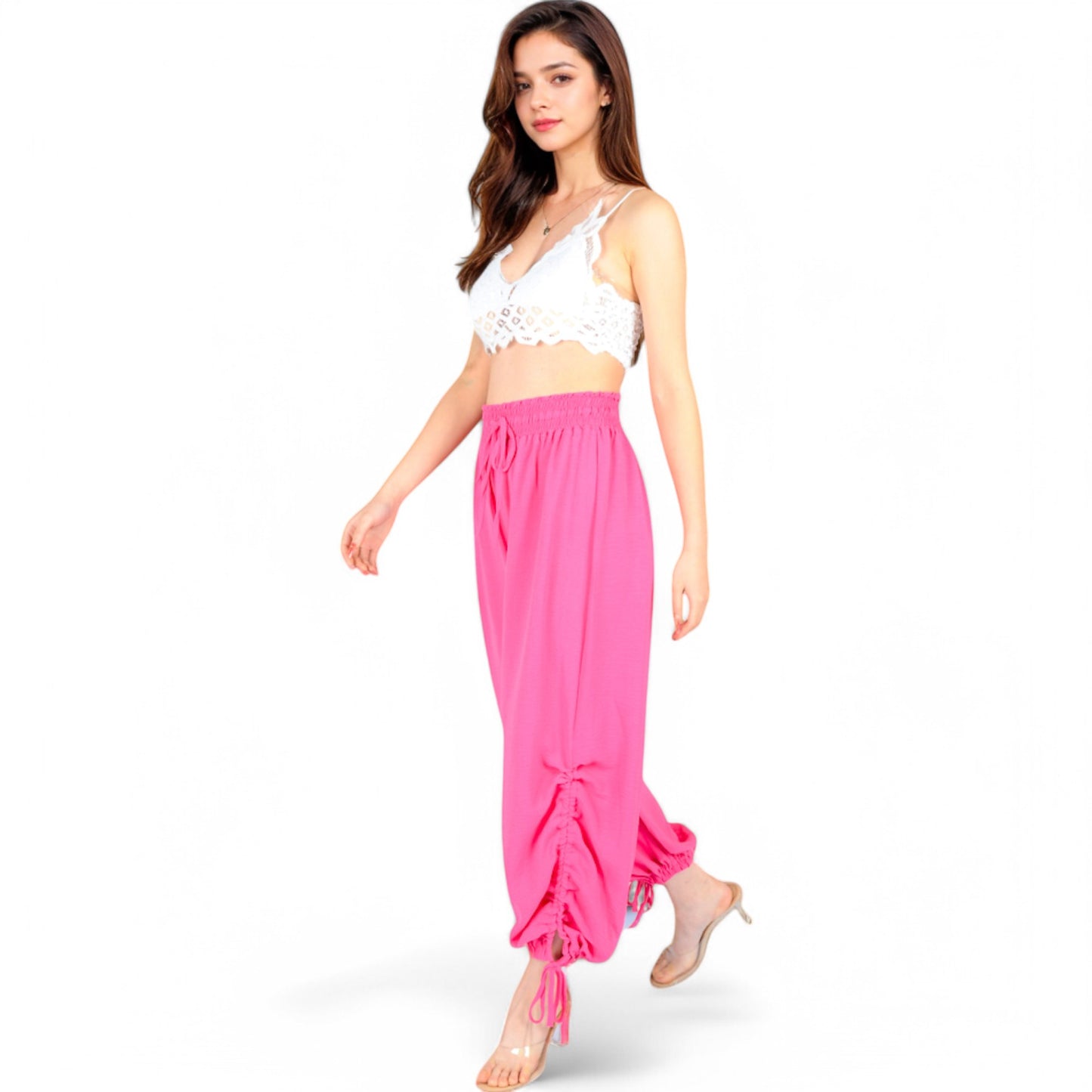 Anna-Kaci Women's Relaxed Fit Drawstring Hem Pants with Elastic Waist