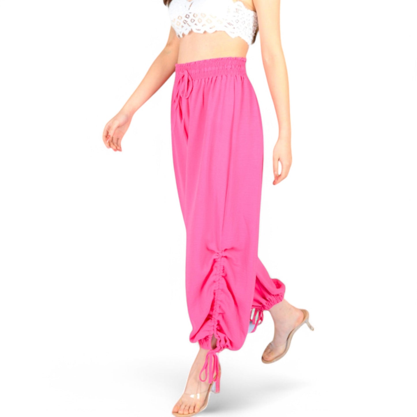 Anna-Kaci Women's Relaxed Fit Drawstring Hem Pants with Elastic Waist