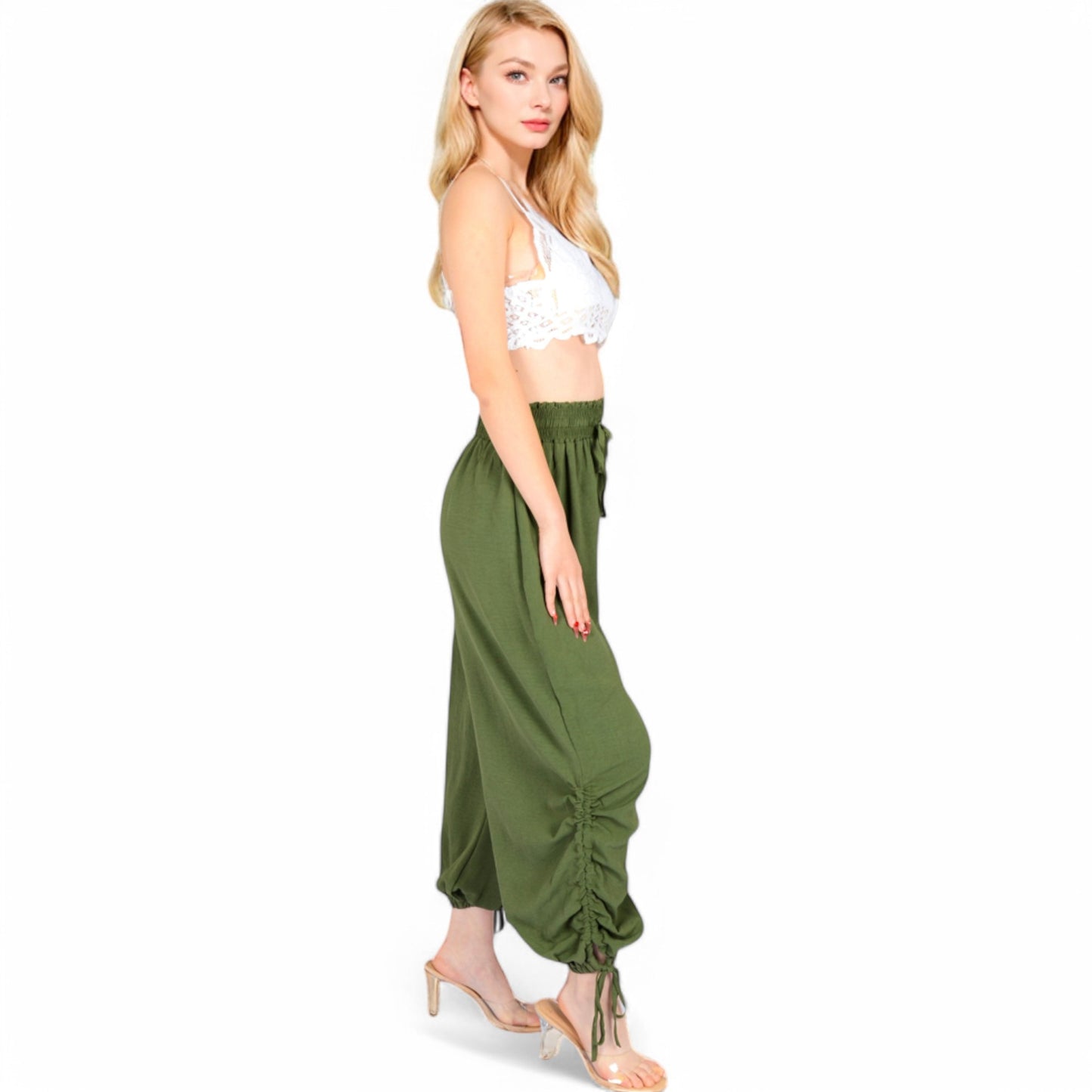 Anna-Kaci Women's Relaxed Fit Drawstring Hem Pants with Elastic Waist