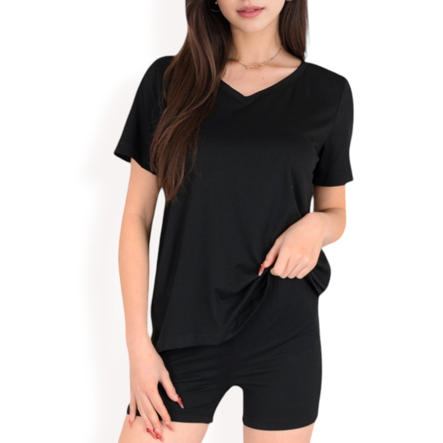 Anna-Kaci Women's V-Neck Relaxed Two-Piece Lounge Set with Shorts