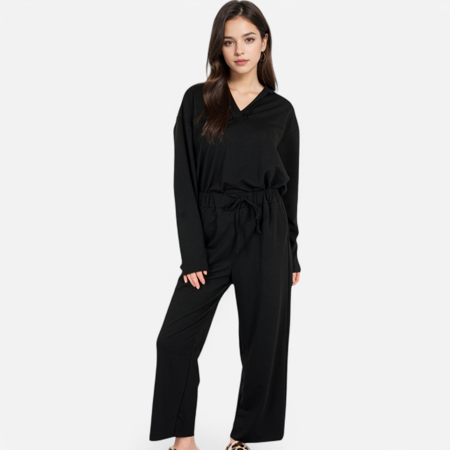 Anna-Kaci Women's Relaxed Fit Pullover and Wide Leg Lounge Pants Set