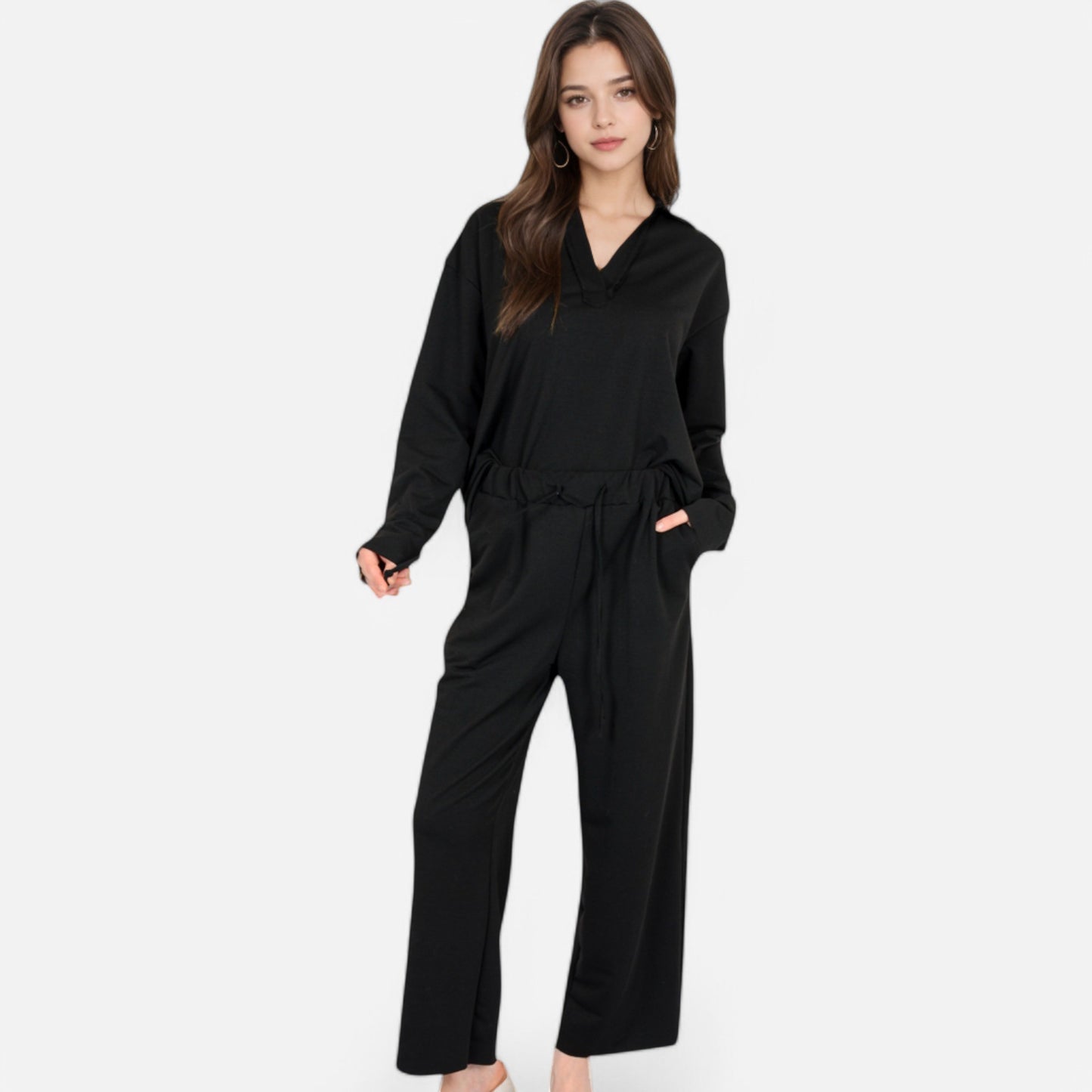 Anna-Kaci Women's Relaxed Fit Pullover and Wide Leg Lounge Pants Set