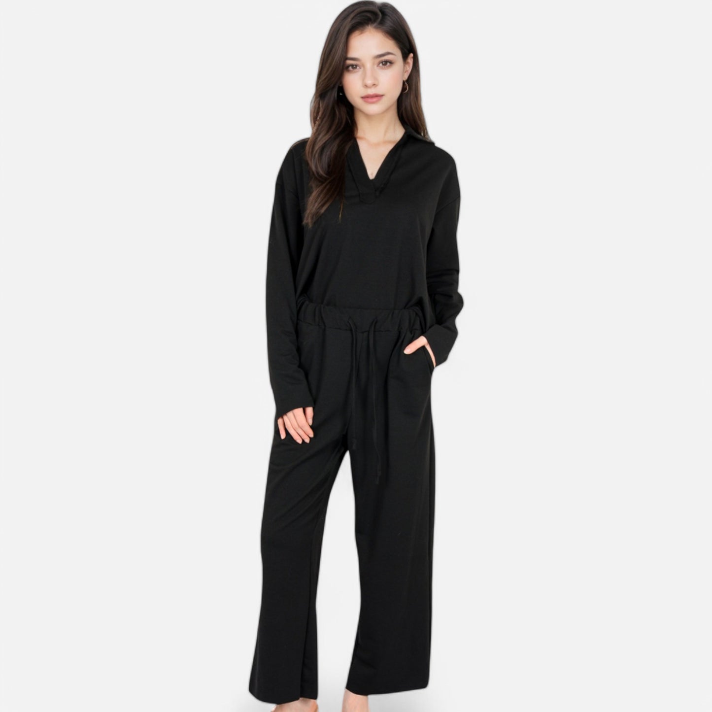 Anna-Kaci Women's Relaxed Fit Pullover and Wide Leg Lounge Pants Set