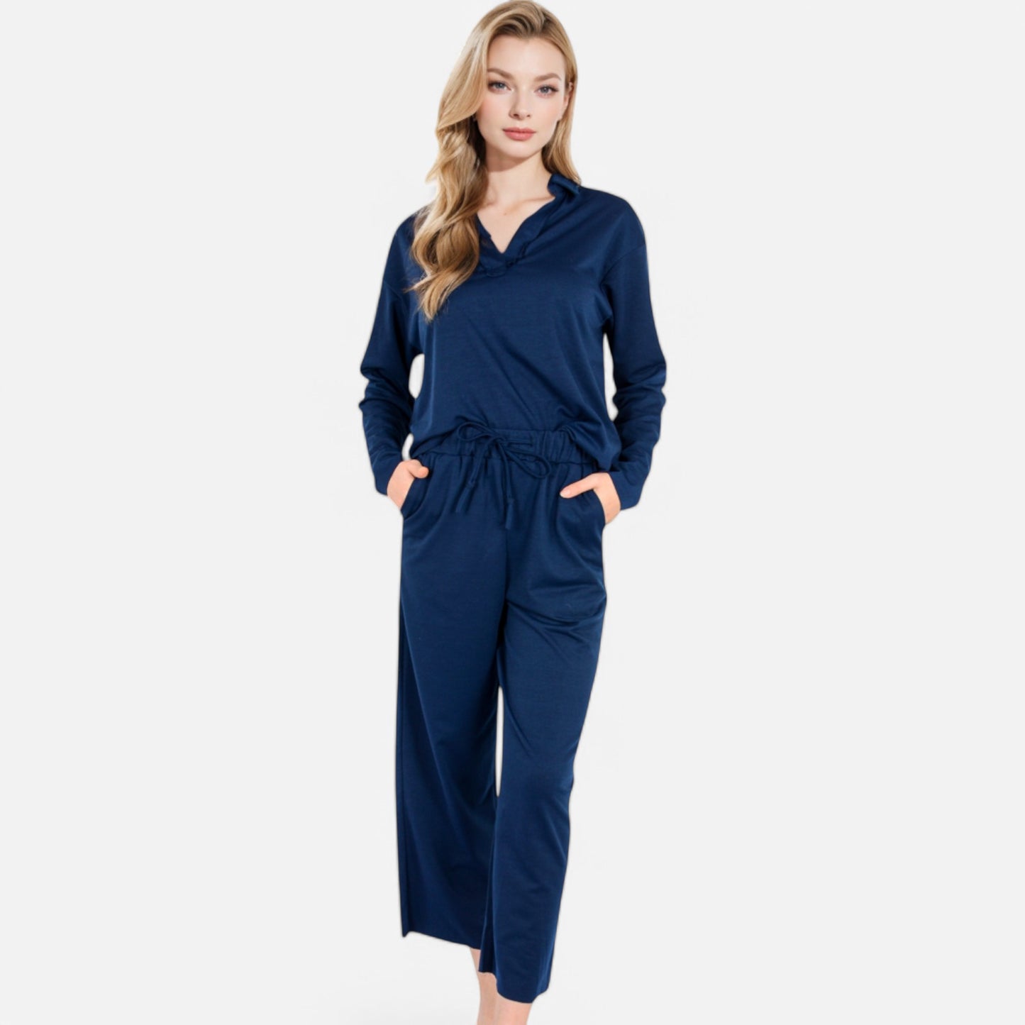 Anna-Kaci Women's Relaxed Fit Pullover and Wide Leg Lounge Pants Set
