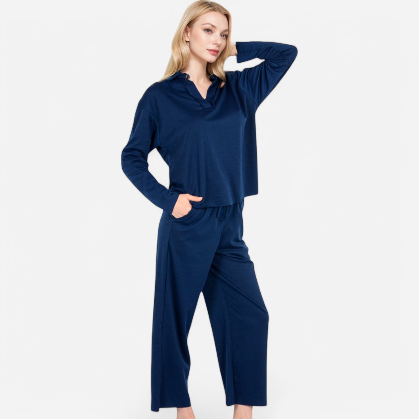 Anna-Kaci Women's Relaxed Fit Pullover and Wide Leg Lounge Pants Set