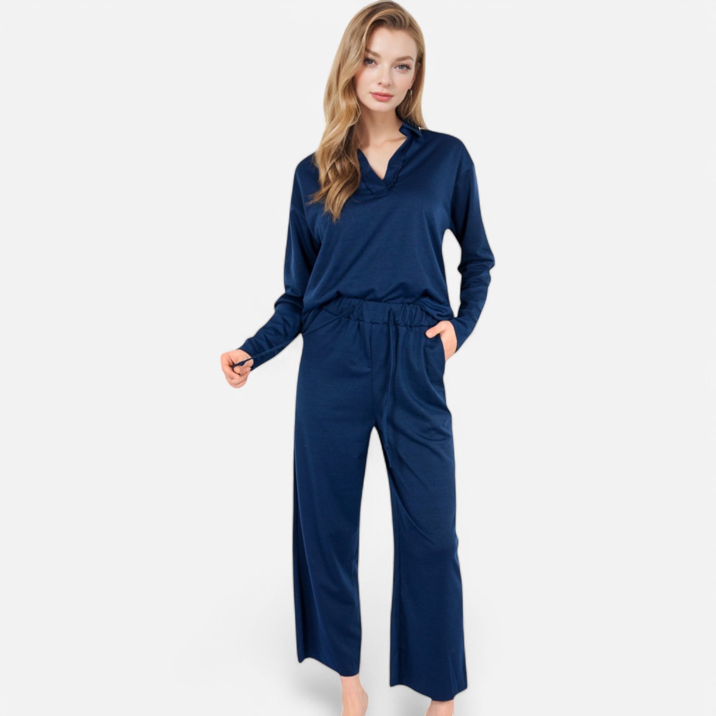 Anna-Kaci Women's Relaxed Fit Pullover and Wide Leg Lounge Pants Set