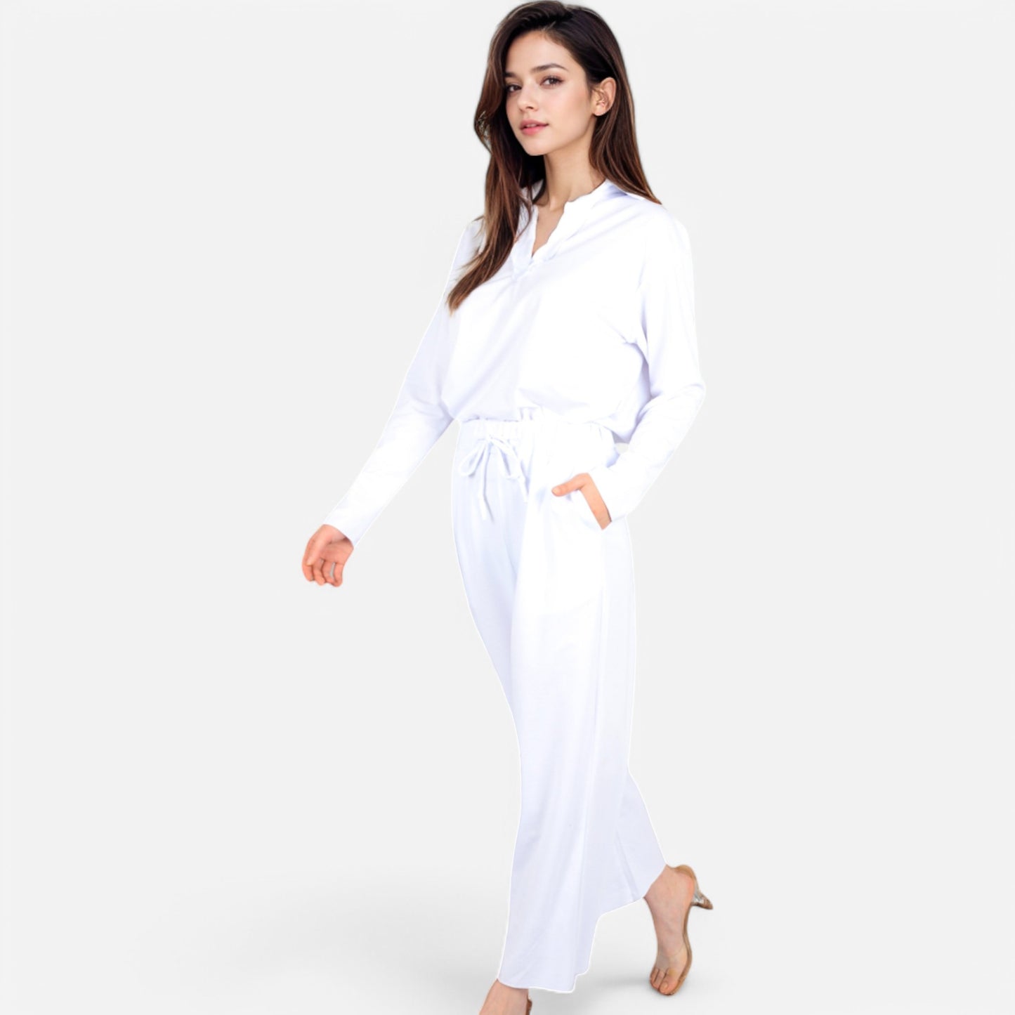 Anna-Kaci Women's Relaxed Fit Pullover and Wide Leg Lounge Pants Set